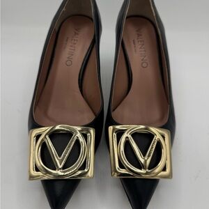 Valentino Black and Gold Pumps with Elegant Design